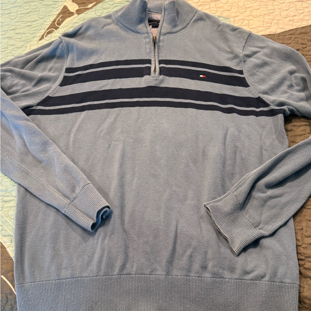 Tommy Hilfiger Men's Light Blue Zip-Up Sweater